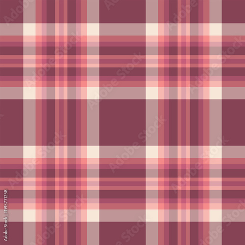 Crossed vector fabric background, retro seamless tartan plaid. Flowing pattern check texture textile in red and light colors.