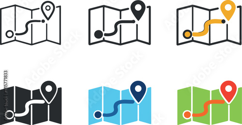 Journey planning concept depicting a folded map, directional path, and discovery marker combined into one clear travel related