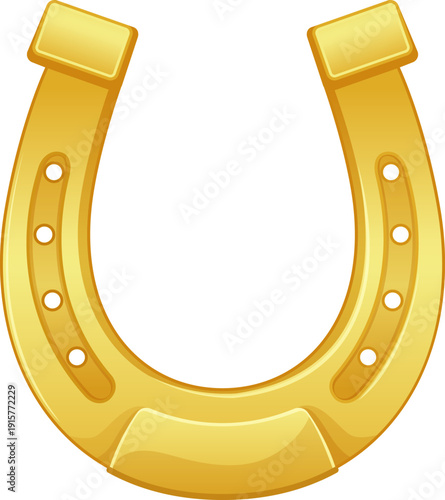 St. Patrick’s Day Gold Horseshoe Lucky Charm Vector for Casino Promotion and Gambling Industry Design