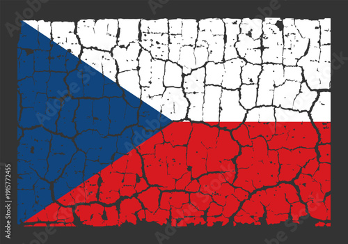 Czech Republic flag in grunge style with cracked paint effect