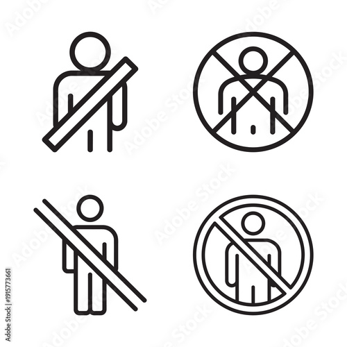 Person with seatbelt and no entry prohibition icons