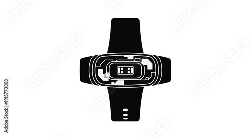 Modern smartwatch device with touchscreen display and sleek black band on wrist, wearable technology for fitness and lifestyle tracking