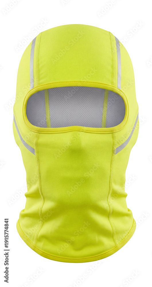 Fototapeta premium Neon yellow spandex balaclava featuring reflective stripes