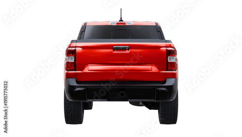 Modern compact red crew cab pickup truck of model year for lifestyle and utility with all wheel drive system versatile light commercial vehicle on white background isolated 3d rendering.