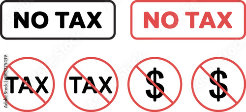 no tax icon sign, duty free promotion visuals, tax free symbol, and tax boycott concept, flat design vector illustration for marketing, retail, and financial graphics.