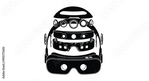 Front View VR Headset Vertical Exploded View Silhouette
