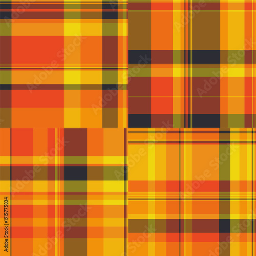 Fall plaid pattern set built for digital products. Suitable for downloads, mockups, and printable assets. Vector adaptability ensures compatibility.