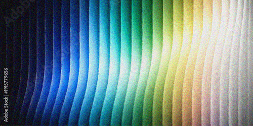 Abstract colorful rainbow background featuring a futuristic 3d wave design with striped spiral lines and digital swirl patterns on a green and blue vector wallpaper backdrop