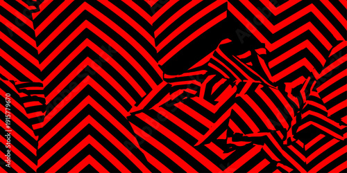 Seamless geometric pattern with black stripes and square shapes creating a retro maze texture for vector wallpaper and textile design decoration