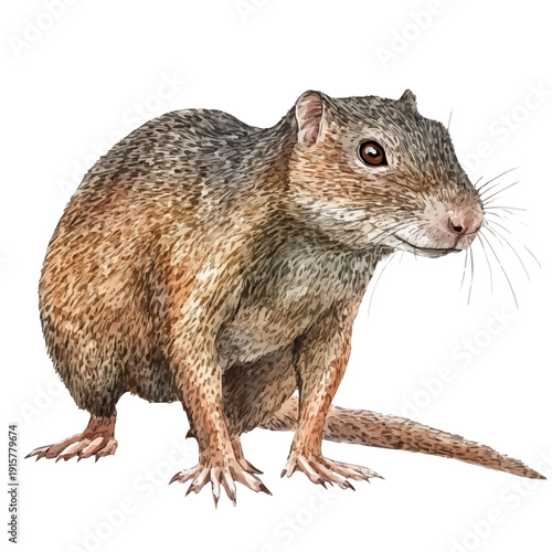 watercolor of Agouti A Beautifully Detailed illustration graphic, isolated on a white background.