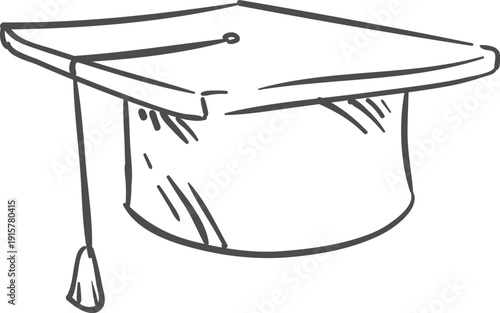 Bachelor hat doodle. Education icon. Degree symbol
