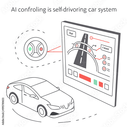 AI controlled self-driving car system with dashboard display