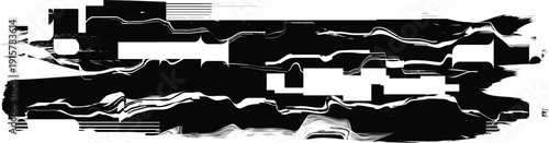 Glitch distorted geometric shape . Noise destroyed background . Trendy defect overlay texture . Glitched collage .Grunge textured . Distressed effect .Vector shapes with stripes screen print texture. 