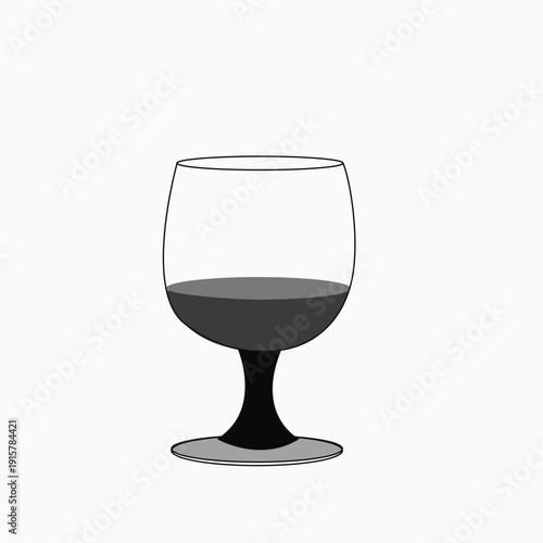 Transparent Glass Goblet with Dark Beverage Vector Illustration