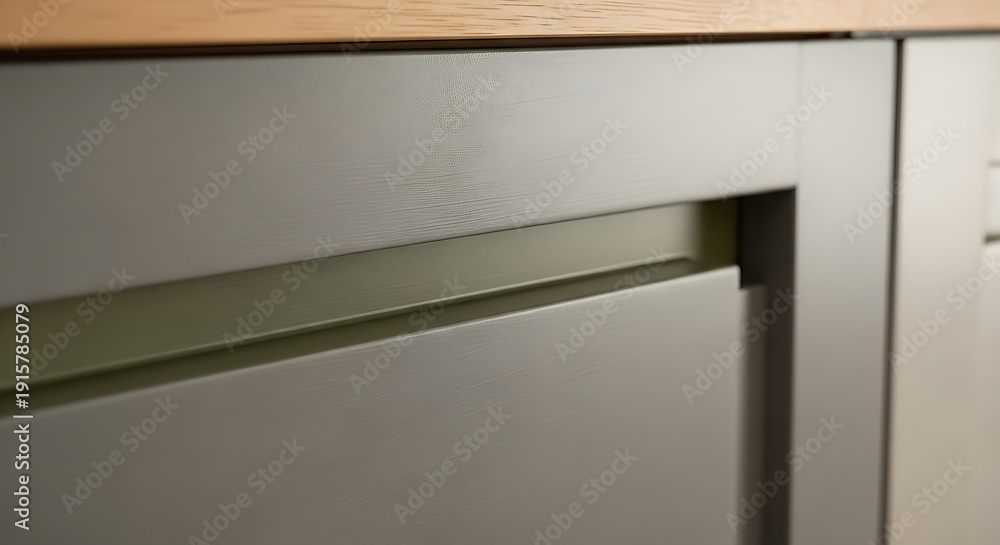 Fototapeta premium Closeup of a gray cabinet drawer with water droplets on its surface