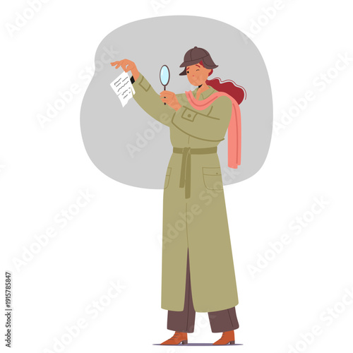 Woman character wearing detective uniform with magnifying glass representing critical mindset type