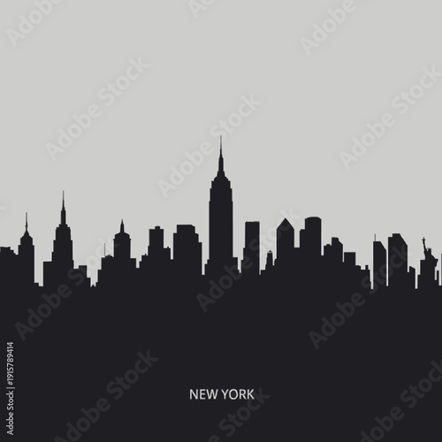A sleek silhouette of the New York City skyline at dusk
