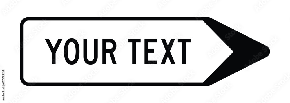 Obraz premium Professional Customizable White Directional Sign – Right-Pointing Navigation Arrow with Editable Text Field