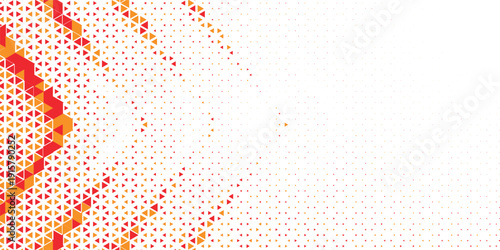 Abstract red and orange geometric triangle background, modern polygon mosaic pattern, vibrant gradient design with dynamic depth on white