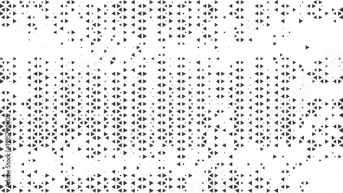 Abstract black triangular geometric pattern background with scattered mosaic lattice texture, modern seamless polygon design on white backdrop for creative use