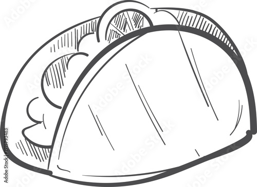 Taco drawing. Mexican snack food doodle icon