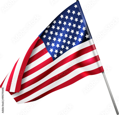 Us flag. Realistic textile with american nation symbol