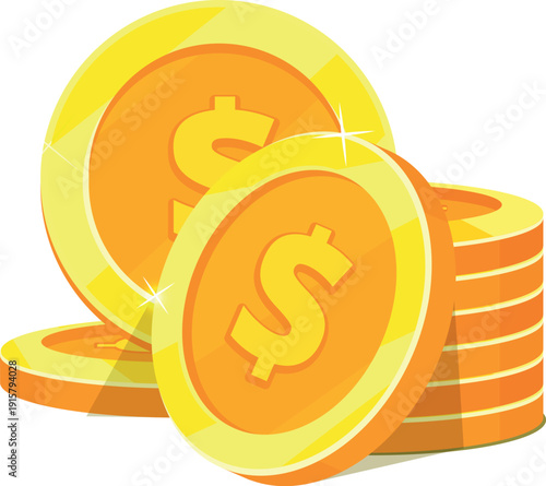 Money pile cartoon icon. Cartoon golden coins