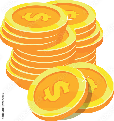 Dollar coins stack. Golden savings cartoon icon