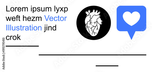 Healthcare communication, emotional connection, cardiology, social interaction, medical education, heart anatomy. Illustration features an anatomical heart and a speech bubble with a heart symbol