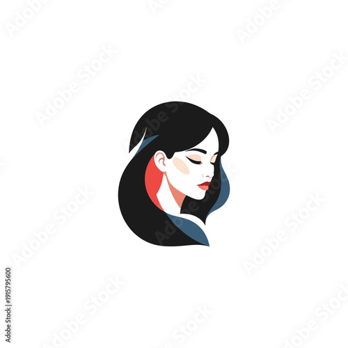 Illustration of a woman's profile with  elegance and beauty