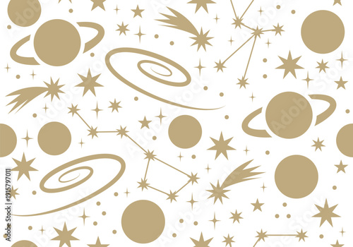 Seamless pattern with golden stars. Christmas, birthday design in golden color on a light background. Trendy modern vector illustration. Cute hand drawn flat design