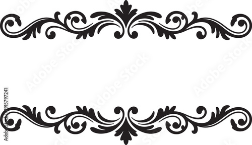 Elegant Black Floral Scroll Divider with Classic Ornament Style