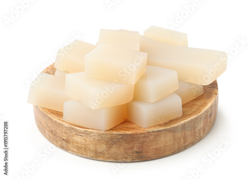 Canvastavla Homemade agar-agar jelly cubes isolated on white
