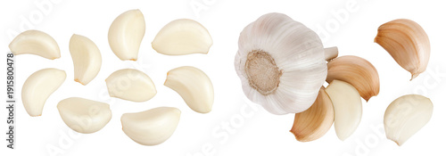 Cuadro en lienzo garlic cloves isolated on white background close up