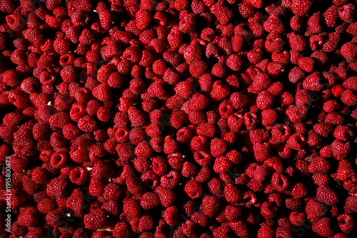 Full frame fresh raspberries background pattern
