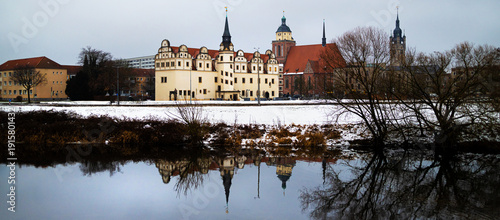 dessau city in east germany in winter panorama