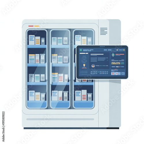 AI Automated Drug Dispensing Cabinet Vector