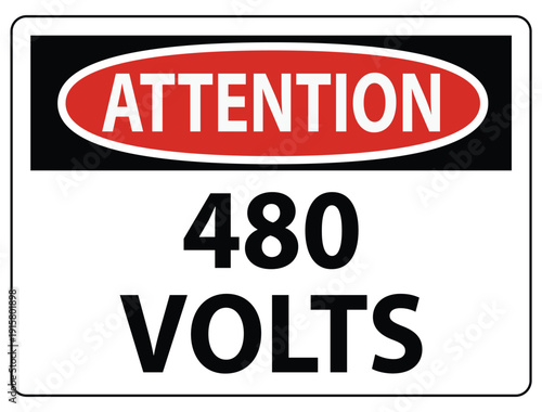 Attention Warning Sign for High Voltage Safety Measures in Industrial Settings