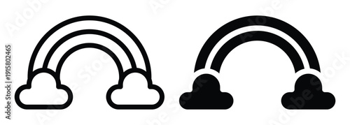 Colorful and Minimalist Rainbow Design with Clouds for Creative Projects