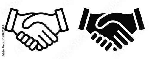 Handshake Icon Set in Black and White Color Schemes for Business Concepts