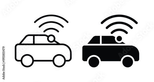 Car with wireless technology connectivity icon, modern connected vehicle design