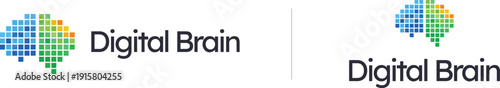 Digital brain logo symbolizing artificial intelligence data processing and modern tech identity