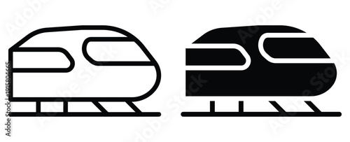 Modern Train Outline Design, Minimalist Vector Illustration in Black and White