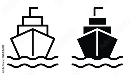 Simple Boat Icon Design in Black and White for Marine Themes