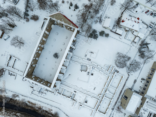 Fényképezés Aerial top-down winter view of the St