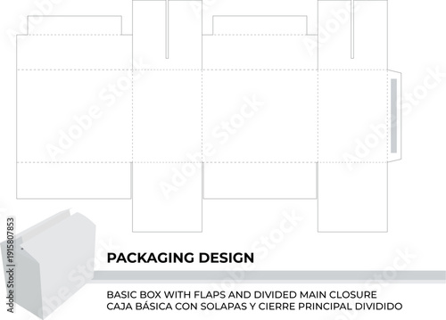 CAJA BÁSICA CON SOLAPAS Y CIERRE PRINCIPAL DIVIDIDO