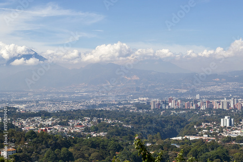 Guatemala skyline with volcano silhouettes