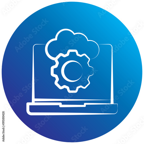 Cloud Hosting Gradient Fill Hand Drawn Icon. Mini Illustration For Modern Concept, Ui, Ux Web And App Development. Related To Seo And Online Marketing.