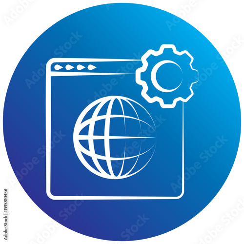 Domain Authority Gradient Fill Hand Drawn Icon. Mini Illustration For Modern Concept, Ui, Ux Web And App Development. Related To Seo And Online Marketing.