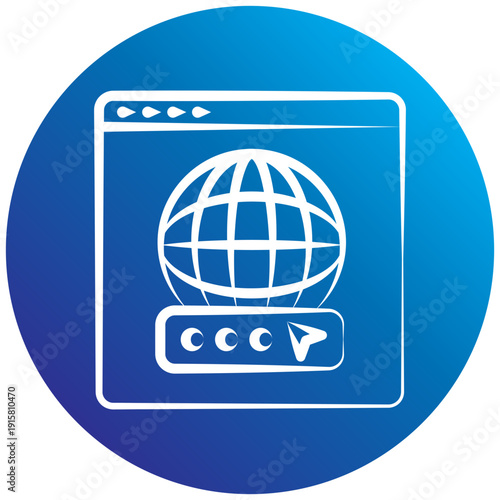 Domain Gradient Fill Hand Drawn Icon. Mini Illustration For Modern Concept, Ui, Ux Web And App Development. Related To Seo And Online Marketing.